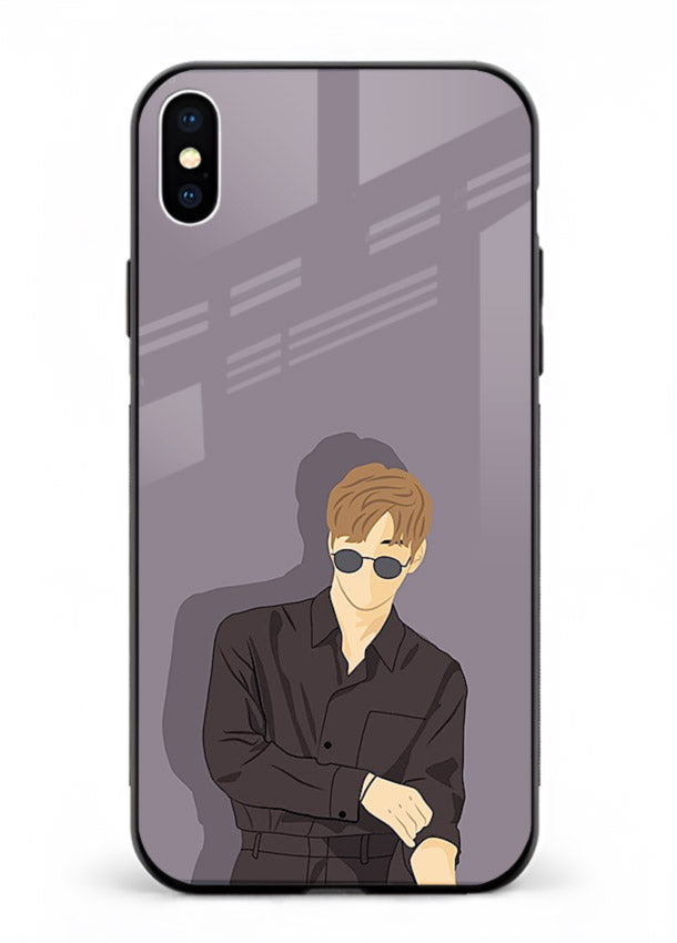 Cool Sunglasses Guy portrait artwork iphone xs max glass back cover