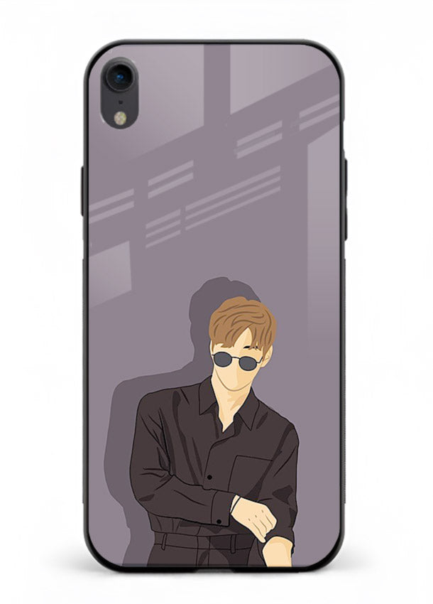Cool Sunglasses Guy portrait artwork iphone xr glass back cover