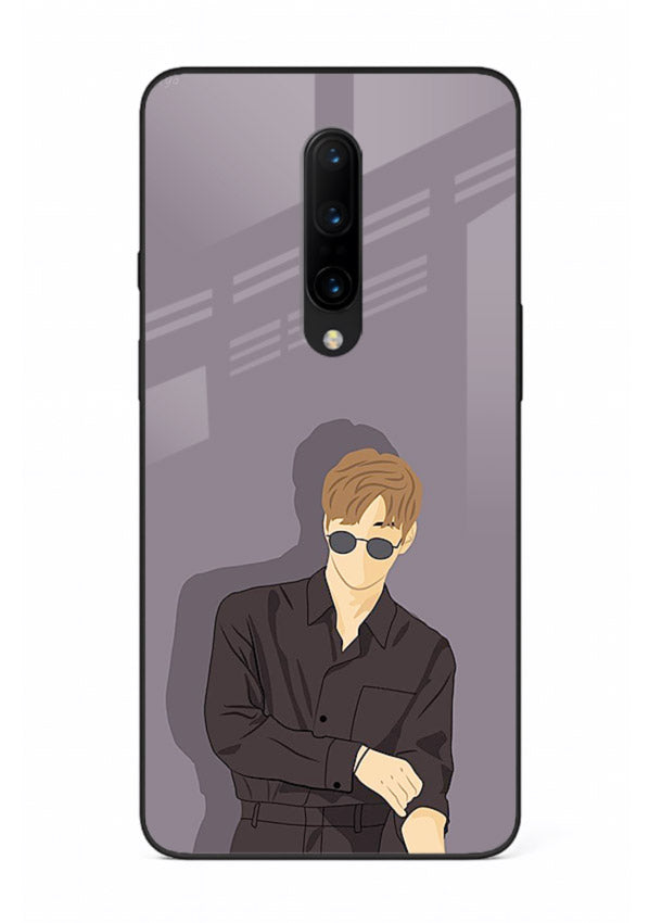 Cool Sunglasses Guy portrait artwork OnePlus 7 Pro glass back cover