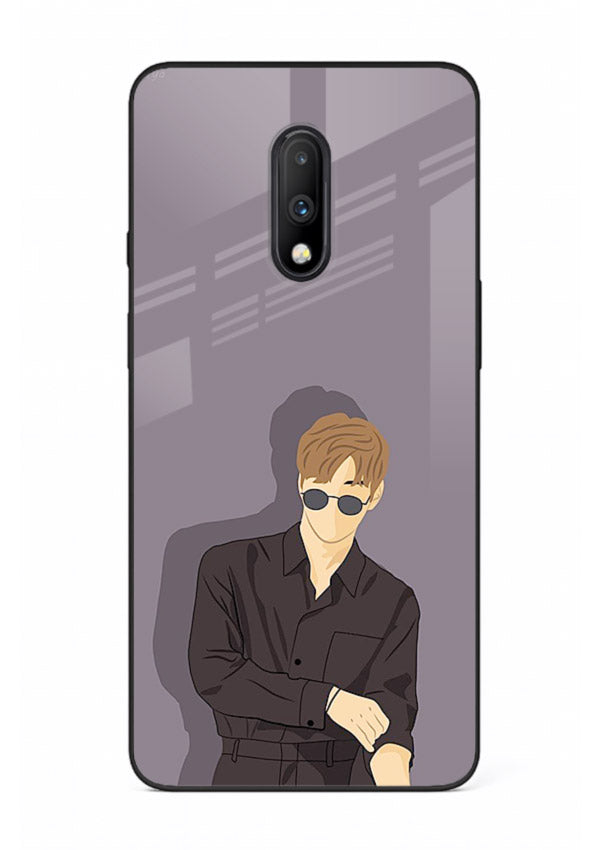 Cool Sunglasses Guy portrait artwork OnePlus 7 glass back cover
