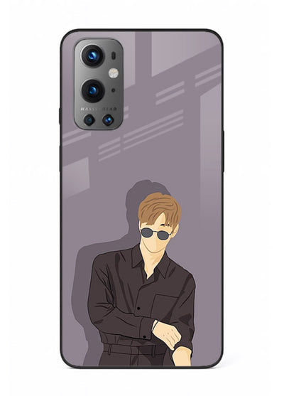 Cool Sunglasses Guy portrait artwork OnePlus 9 glass back cover