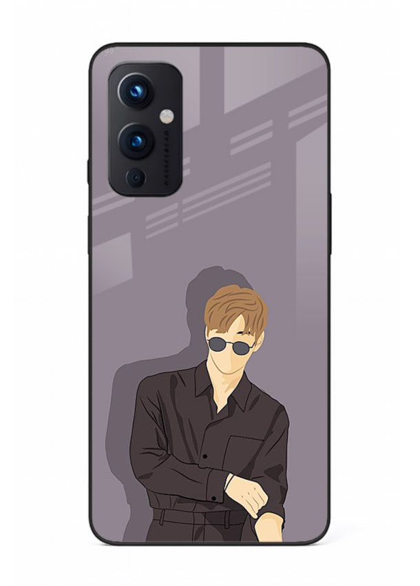 Cool Sunglasses Guy portrait artwork OnePlus 9 Pro glass back cover