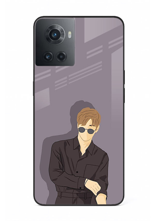 Cool Sunglasses Guy portrait artwork OnePlus 10R glass back cover