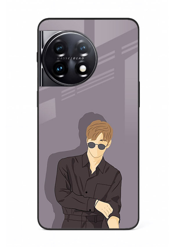 Cool Sunglasses Guy portrait artwork OnePlus 11R glass back cover
