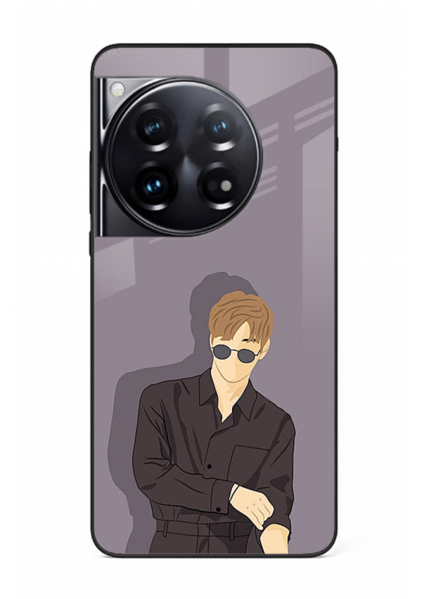Cool Sunglasses Guy portrait artwork OnePlus 12 glass back cover