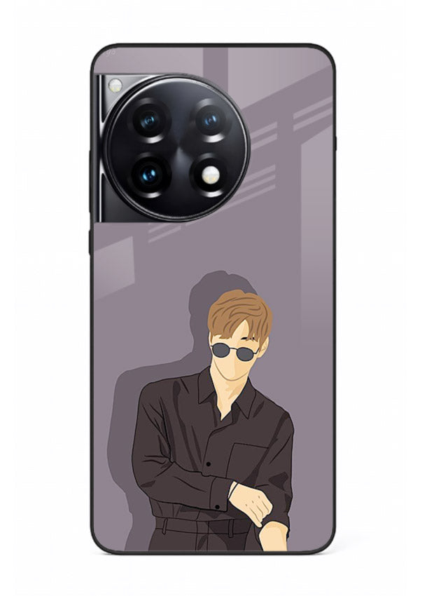 Cool Sunglasses Guy portrait artwork OnePlus 12R glass back cover