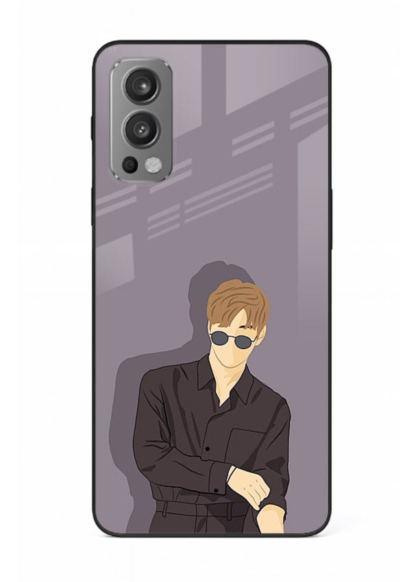 Cool Sunglasses Guy portrait artwork OnePlus Nord 2 glass back cover