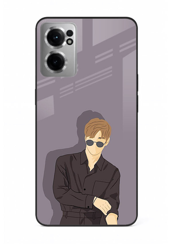Cool Sunglasses Guy portrait artwork OnePlus Nord CE2 5G glass back cover