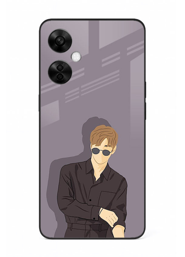 Cool Sunglasses Guy portrait artwork OnePlus Nord CE3 Lite glass back cover