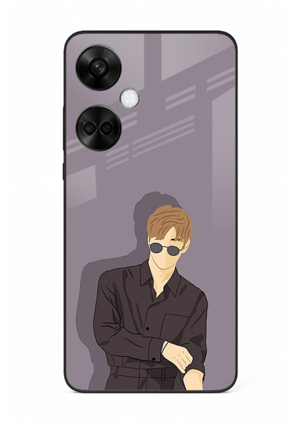 Cool Sunglasses Guy portrait artwork OnePlus Nord CE3 glass back cover