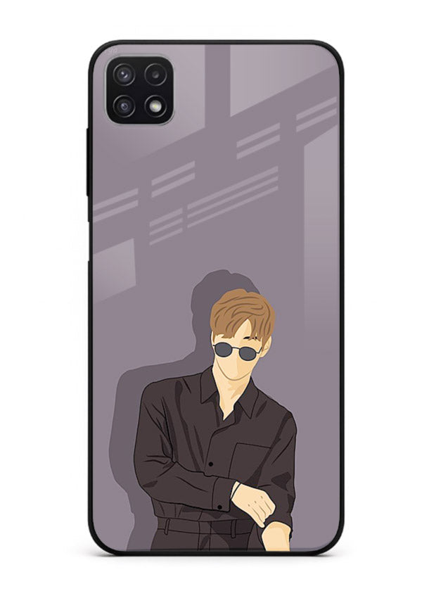 Cool Sunglasses Guy portrait artwork Samsung F42 5G glass back cover