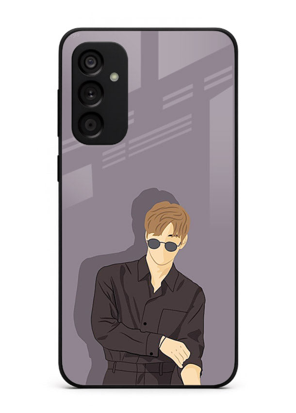 Cool Sunglasses Guy portrait artwork Samsung A04s 5G glass back cover