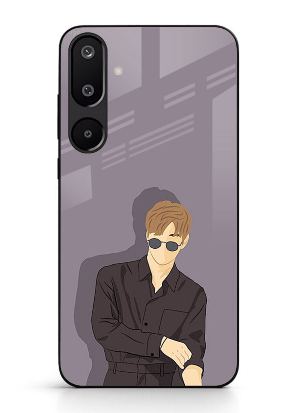 Cool Sunglasses Guy portrait artwork Samsung M16 5G glass back cover