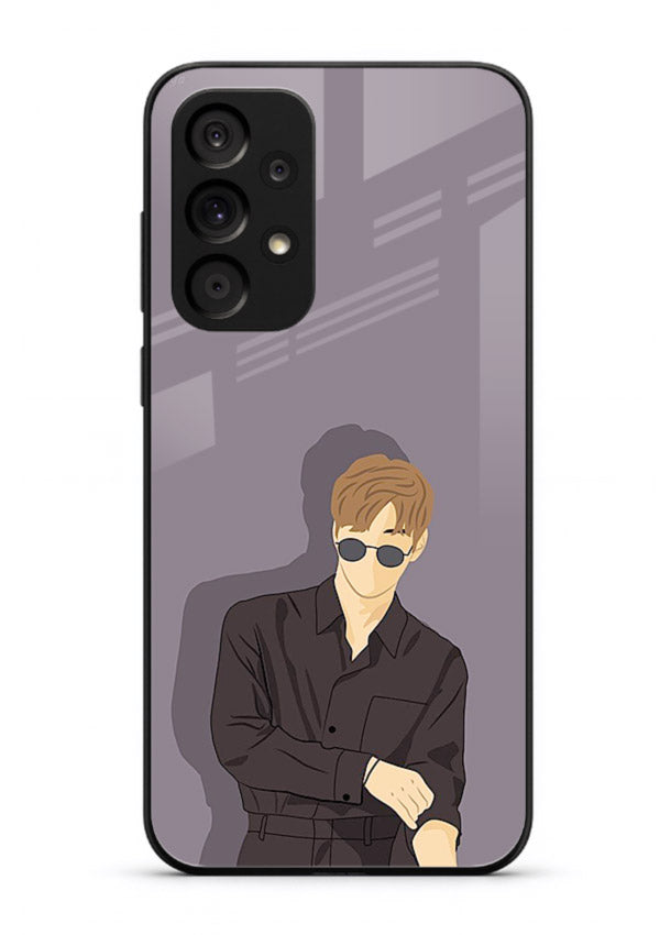 Cool Sunglasses Guy portrait artwork Samsung M32 5G glass back cover