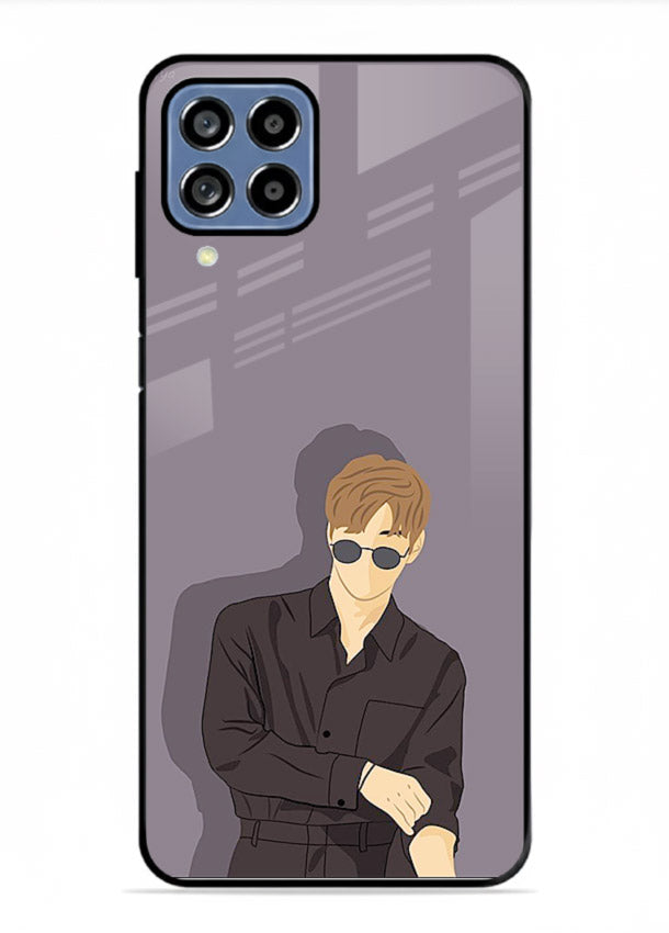 Cool Sunglasses Guy portrait artwork Samsung A22 4G glass back cover