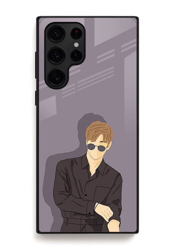 Cool Sunglasses Guy portrait artwork Samsung S24 Ultra glass back cover