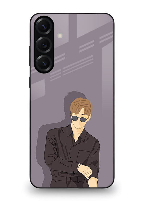 Cool Sunglasses Guy portrait artwork Samsung M34 5G glass back cover