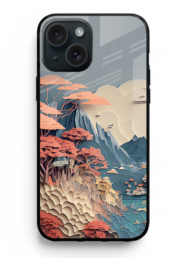 Coral Fantasy Hills surreal coral landscape artwork iphone 14 glass back cover