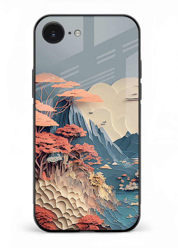 Coral Fantasy Hills surreal coral landscape artwork iphone 16e glass back cover