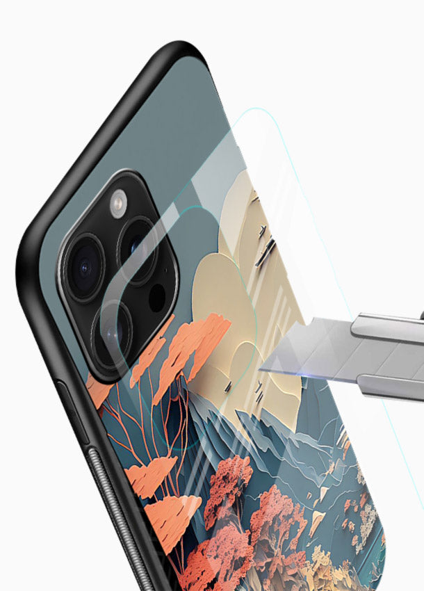Coral Fantasy Hills surreal coral landscape artwork glossy vibrant premium glass back cover - Angle Blade