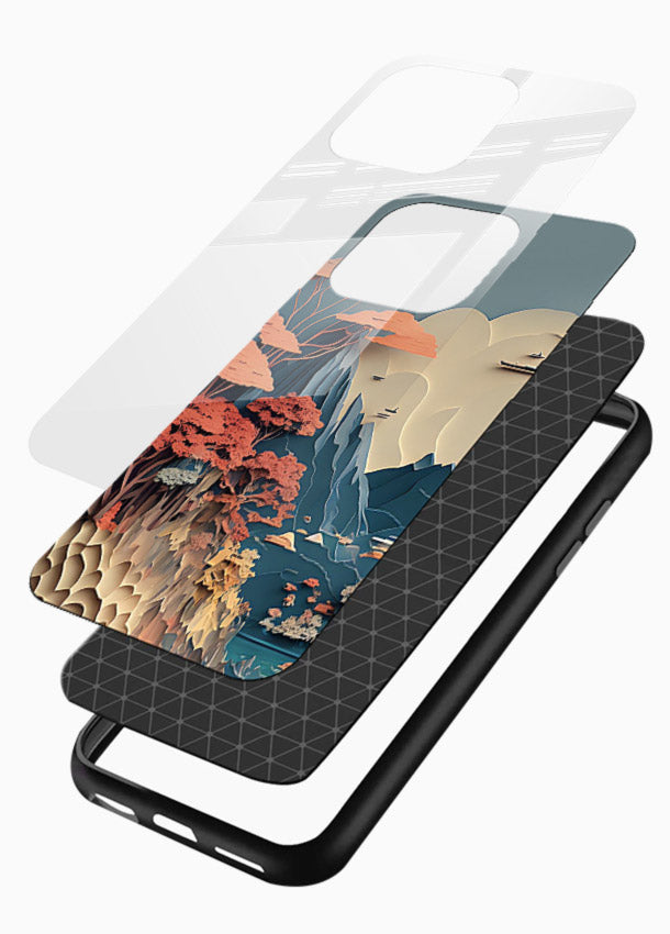 Coral Fantasy Hills surreal coral landscape artwork glossy vibrant premium glass back cover - Angle Layers