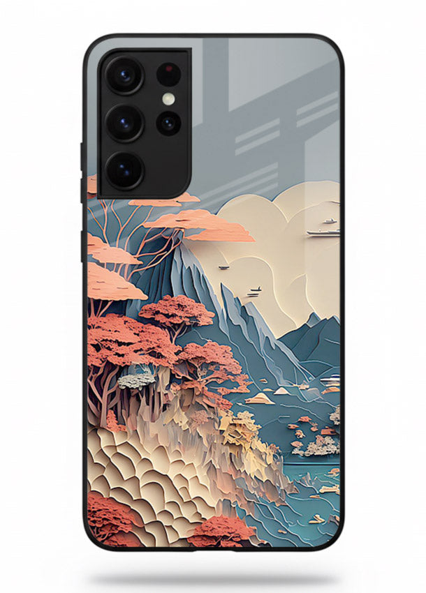 Coral Fantasy Hills surreal coral landscape artwork Samsung S21 Ultra glass back cover