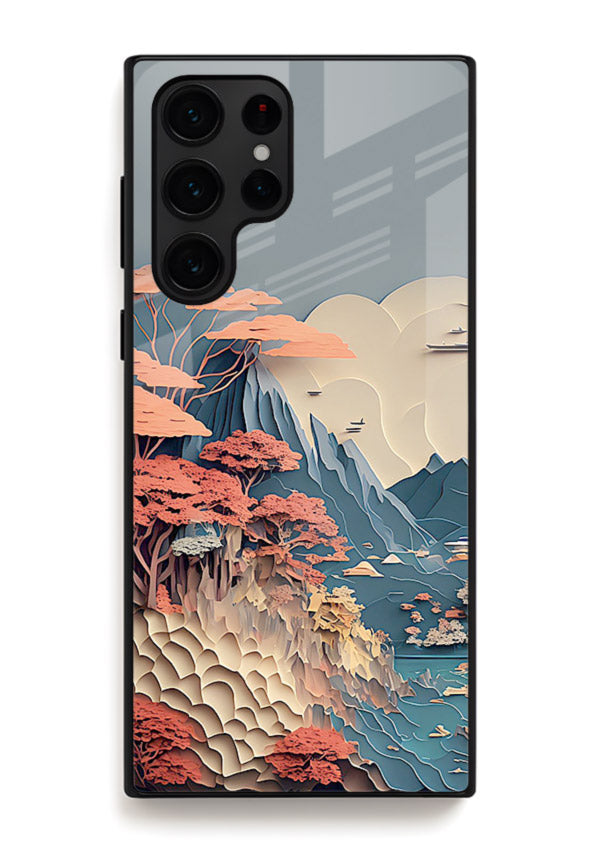 Coral Fantasy Hills surreal coral landscape artwork Samsung S24 Ultra glass back cover