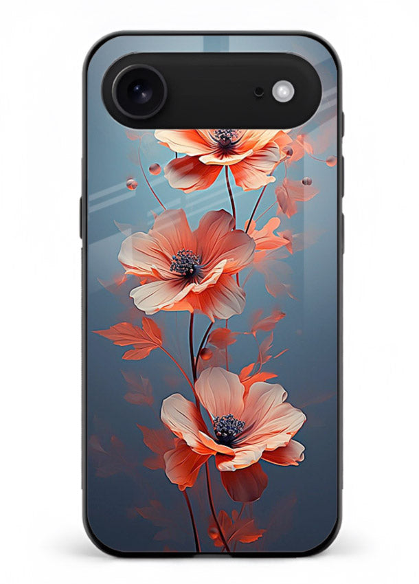 Coral stem artwork on iphone 18 air glass back cover with warm minimal botanical accents.