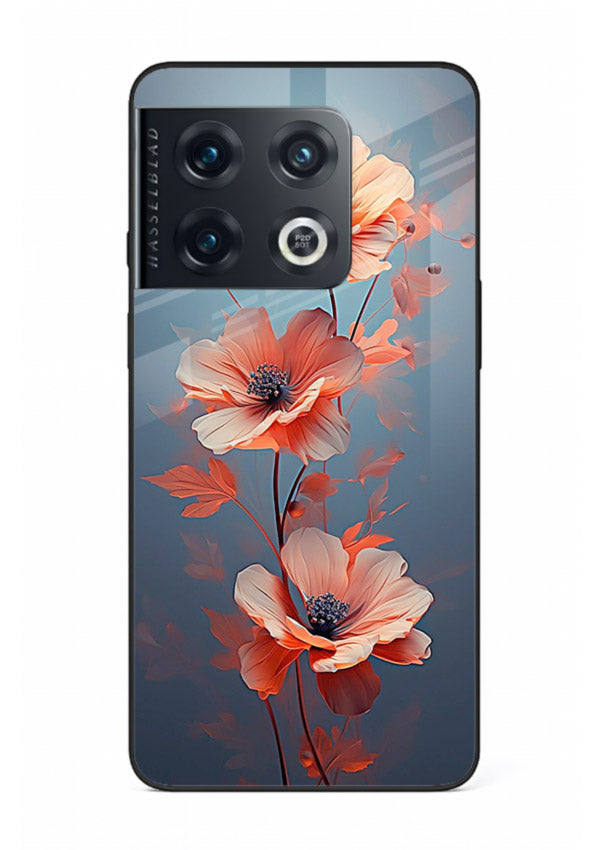 Coral stem artwork on OnePlus 10 Pro glass back cover with warm minimal botanical accents.