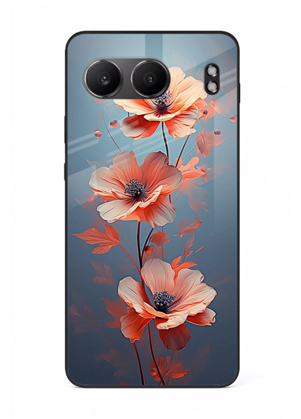 Coral stem artwork on OnePlus Nord 4 glass back cover with warm minimal botanical accents.