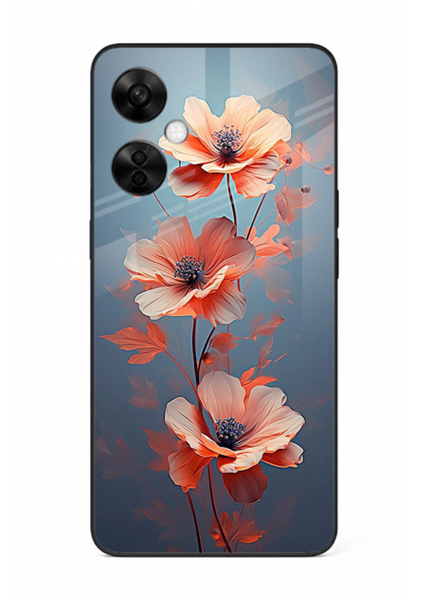 Coral stem artwork on OnePlus Nord CE3 Lite glass back cover with warm minimal botanical accents.