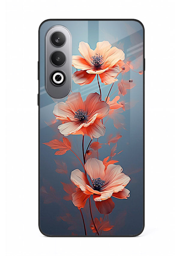 Coral stem artwork on OnePlus Nord CE4 glass back cover with warm minimal botanical accents.