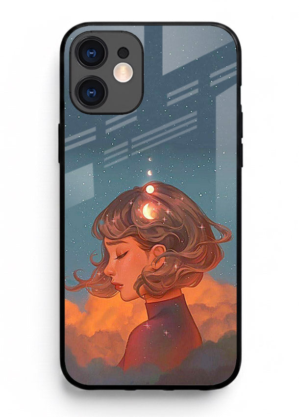 Cosmic Dream Girl dreamy cosmic artwork iphone 12 glass back cover