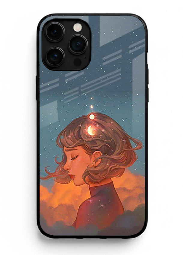 Cosmic Dream Girl dreamy cosmic artwork iphone 12 pro max glass back cover