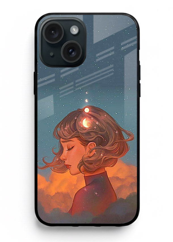 Cosmic Dream Girl dreamy cosmic artwork iphone 14 glass back cover
