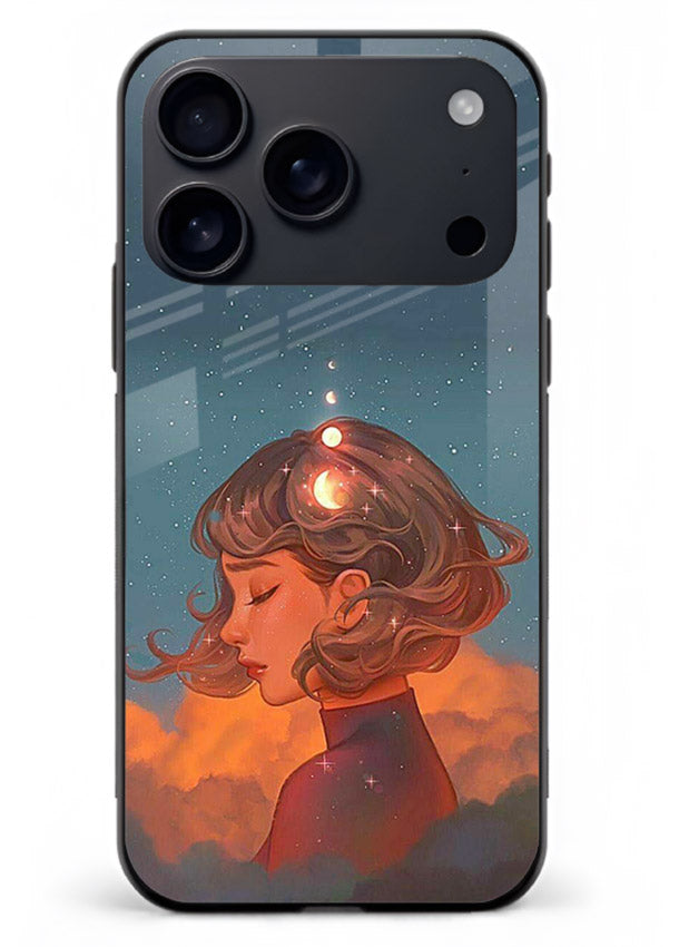Cosmic Dream Girl dreamy cosmic artwork iphone 17 pro max glass back cover