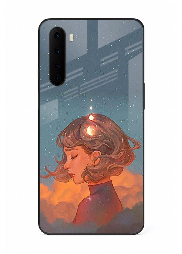 Cosmic Dream Girl dreamy cosmic artwork OnePlus Nord glass back cover