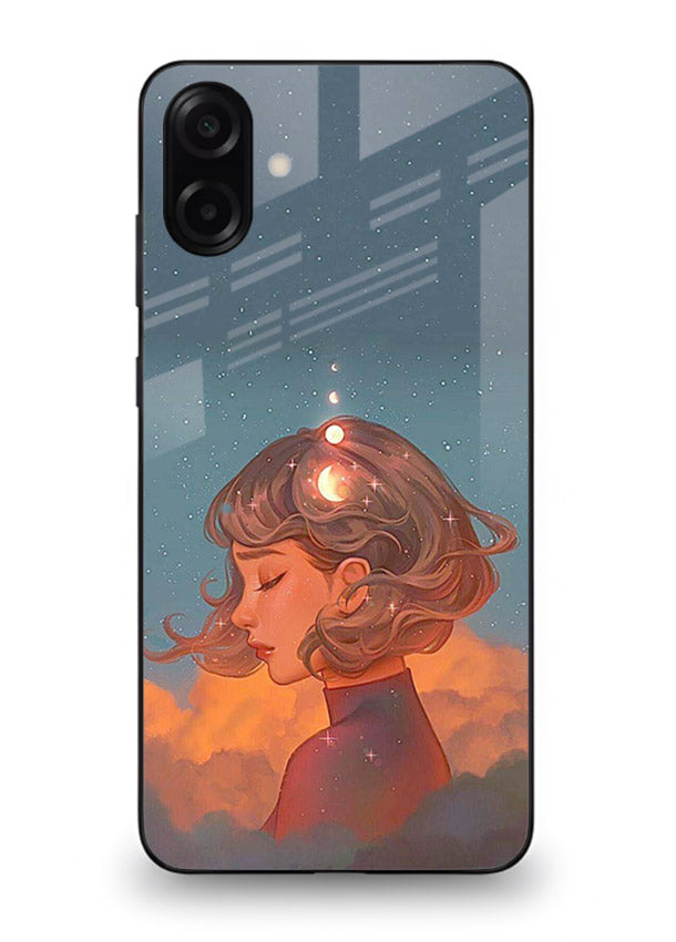 Cosmic Dream Girl dreamy cosmic artwork Samsung A07 4G glass back cover