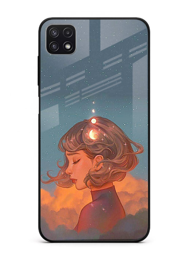 Cosmic Dream Girl dreamy cosmic artwork Samsung A22 5G glass back cover