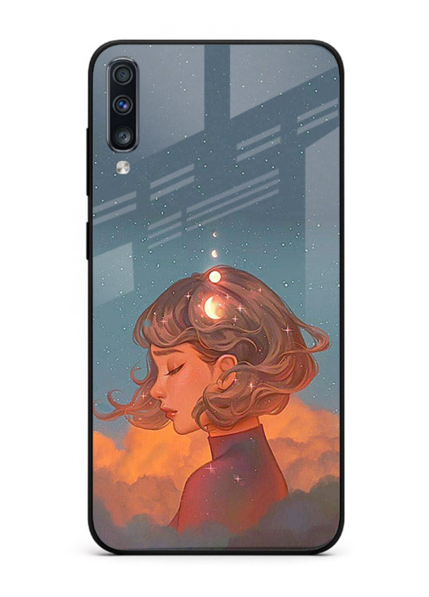 Cosmic Dream Girl dreamy cosmic artwork Samsung A50 glass back cover