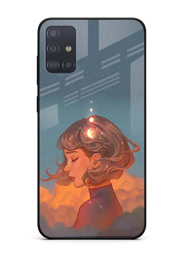 Cosmic Dream Girl dreamy cosmic artwork Samsung A71 glass back cover