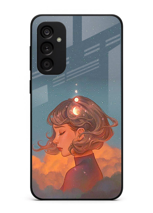 Cosmic Dream Girl dreamy cosmic artwork Samsung A15 5G glass back cover