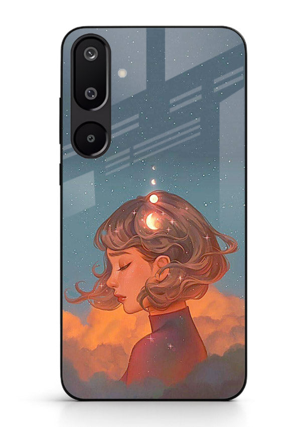 Cosmic Dream Girl dreamy cosmic artwork Samsung F16 5G glass back cover