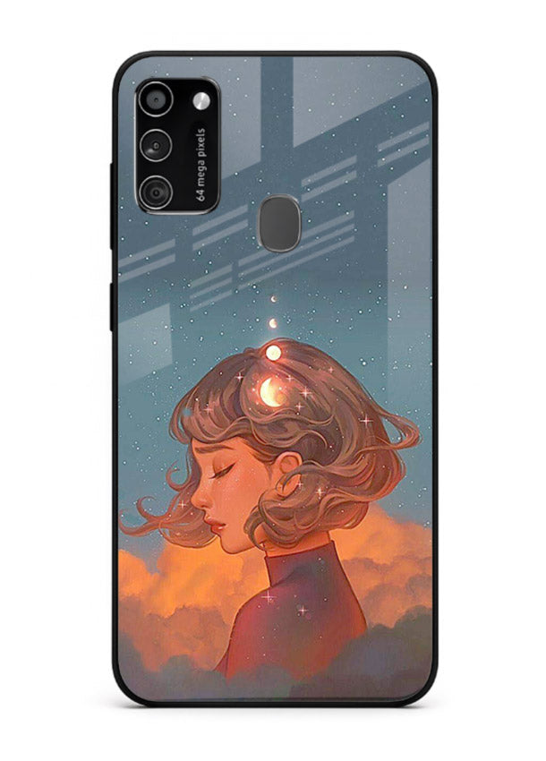 Cosmic Dream Girl dreamy cosmic artwork Samsung M21 glass back cover