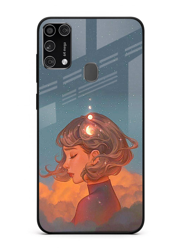 Cosmic Dream Girl dreamy cosmic artwork Samsung M31 Prime glass back cover