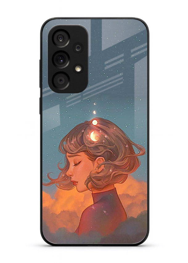 Cosmic Dream Girl dreamy cosmic artwork Samsung A23 5G glass back cover
