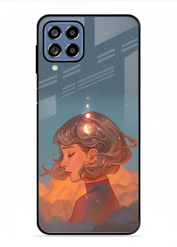 Cosmic Dream Girl dreamy cosmic artwork Samsung A22 4G glass back cover