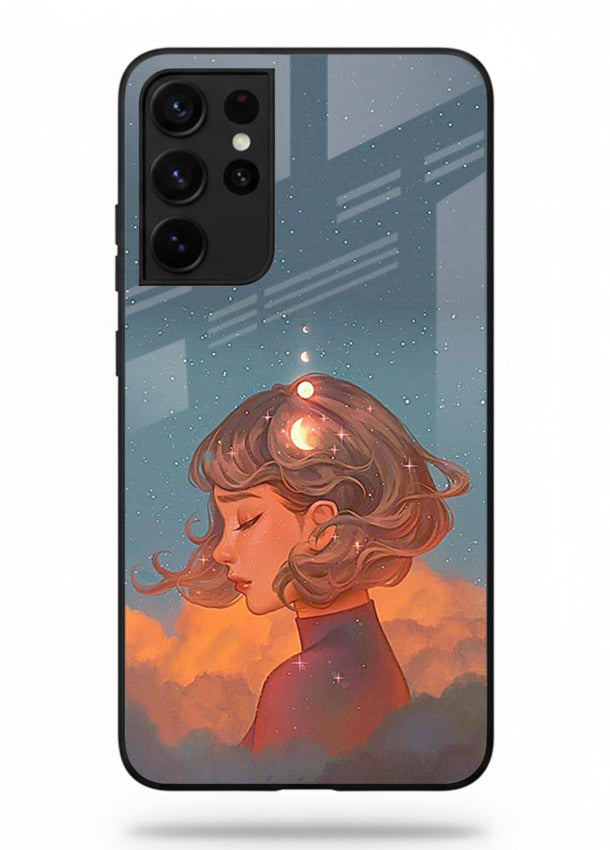 Cosmic Dream Girl dreamy cosmic artwork Samsung S21 Ultra glass back cover