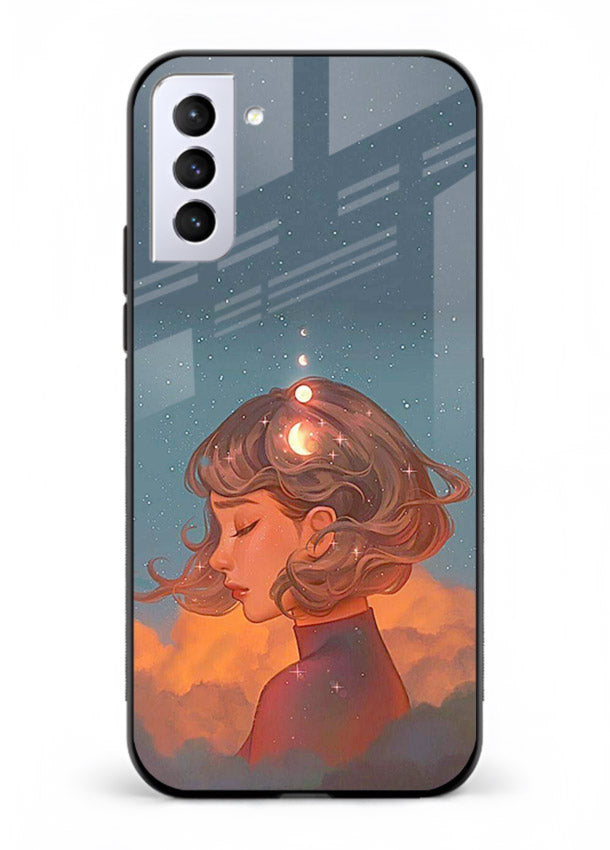Cosmic Dream Girl dreamy cosmic artwork Samsung S21 Plus glass back cover