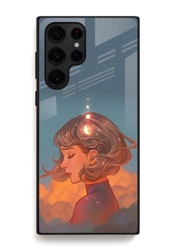 Cosmic Dream Girl dreamy cosmic artwork Samsung S24 Ultra glass back cover